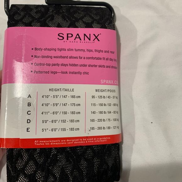 Spanx Womens Patterned Shaping Tights Size E NEW Black Filigree Slimming Control - Picture 6 of 7